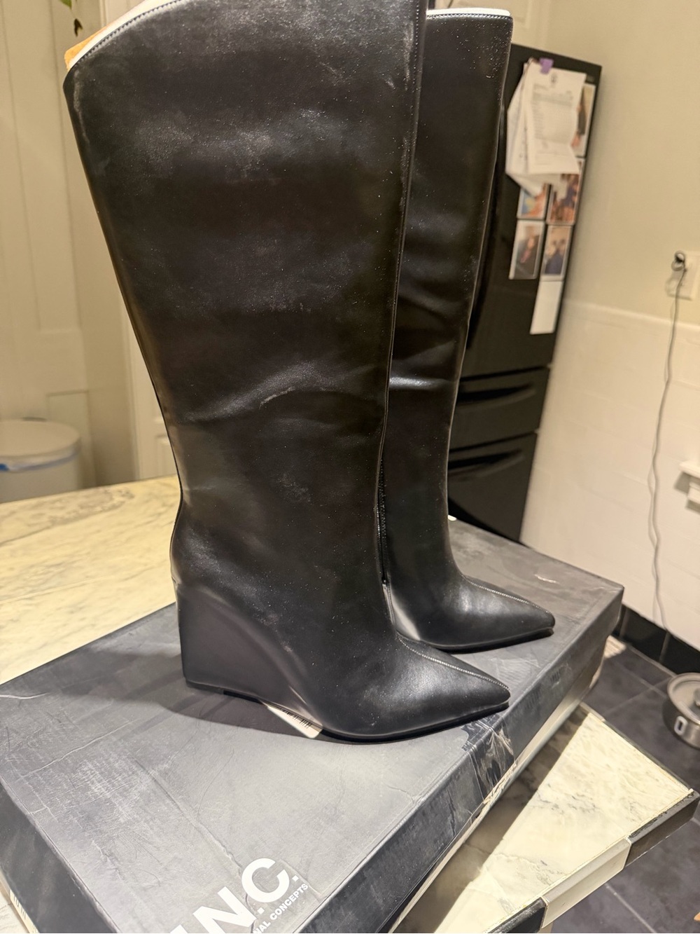 INC International Concepts Black Over-the-Knee Pointed Toe Boots women 10 m - Picture 2 of 8